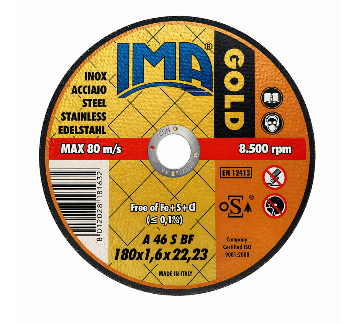 IMA GOLD 180x1.6 – Griešanas disks nerūsējošam tēraudam