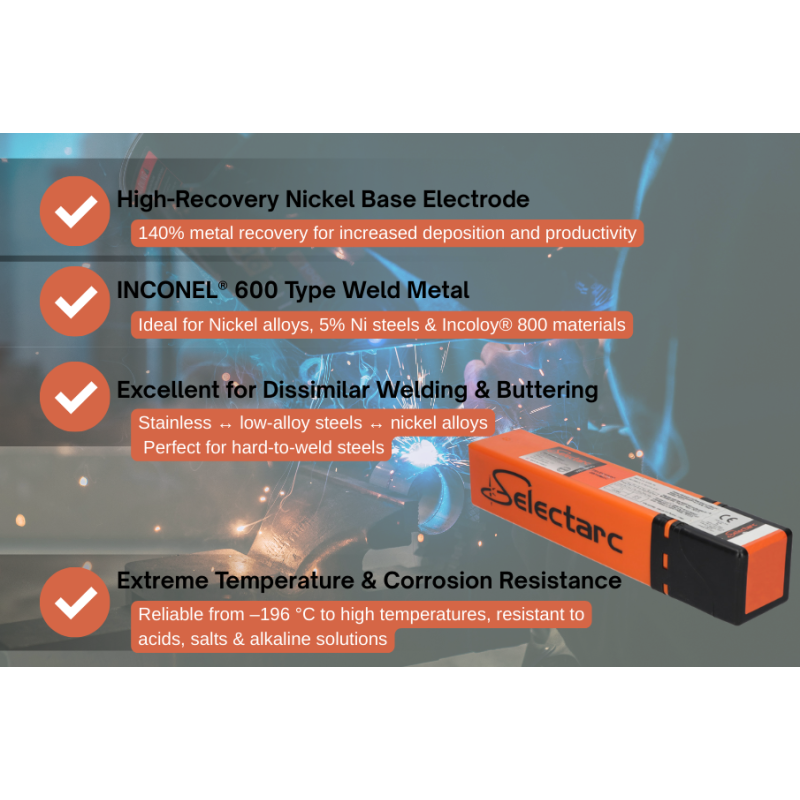 SELECTARC B90 – Semi-synthetic basic coated electrode designed for Ni-based alloys