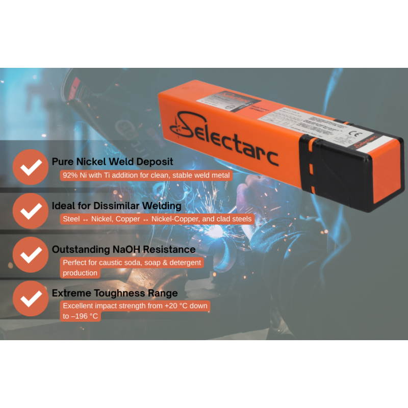 SELECTARC NiTi3 - Basic coated electrode with pure Nickel deposit