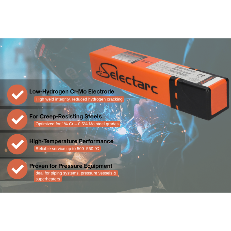 SELECTARC B63 - Zema ūdeņraža bāziskais elektrods tēraudu metināšanai